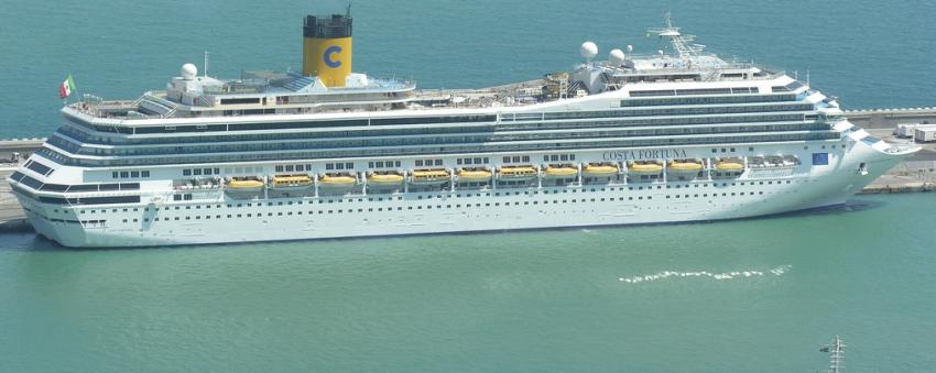 Cruise ship docked in Barcelona