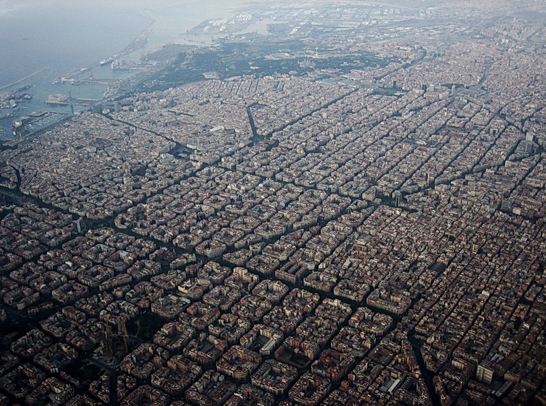 View of the Eixample from the air