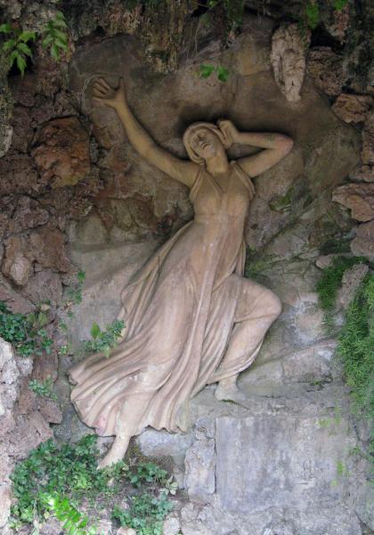 Relief of nymph Echo in the Parc del Laberint d’Horta in Barcelona, Catalonia (Spain).