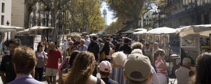 Barcelona - La Rambla - View SSE on 'Pilar' 12 October