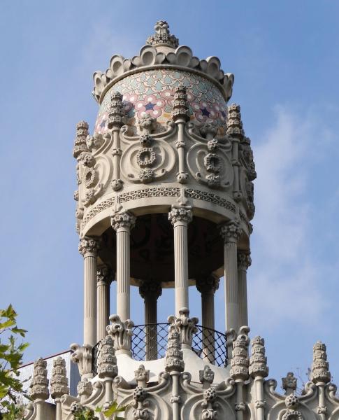 Rotunda on the top of Casa Lleó Morera designed by architect Lluís Domènech i Montaner, Barcelona, Spain