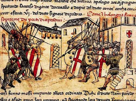 Guelf and Ghibelline fighting, from a 14th C. MS Guelf and Ghibelline fighting, from a 14th C. MS