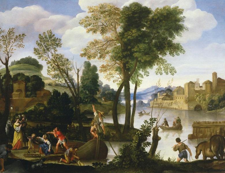 River Landscape by Domenichino