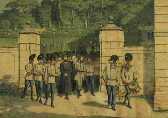 Bassi and Livraghi being led to  their execution