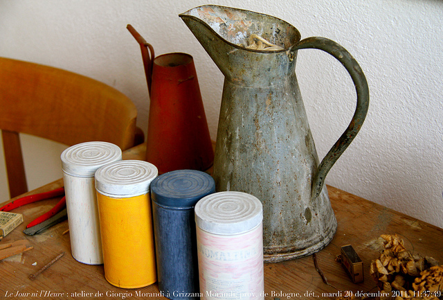 Le Jour ni l'Heure 1643 : atelier de Giorgio Morandi, 1890-1964, à Grizzana Morandi, province de Bologne, Émilie-Romagne, Italie, mardi 20 décembre 2011, 11:37:49