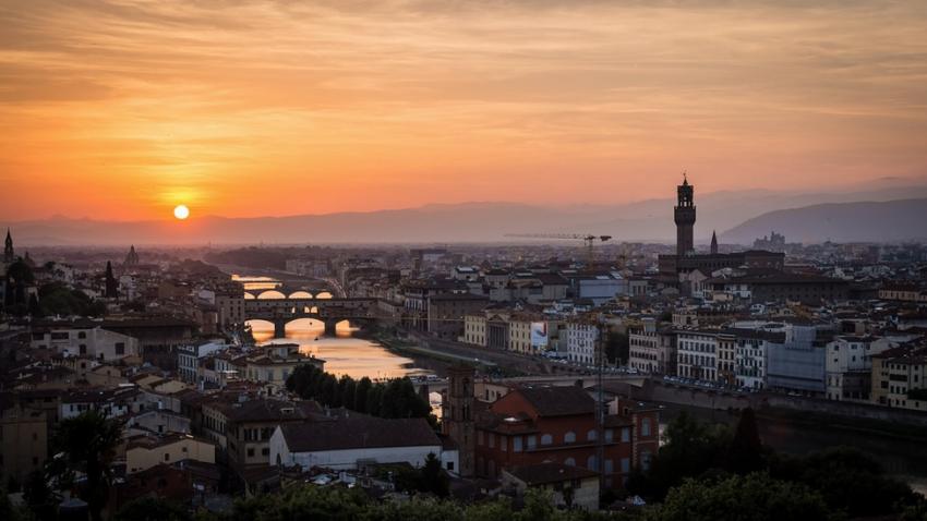 Sunset over the  Ponte Vecchio