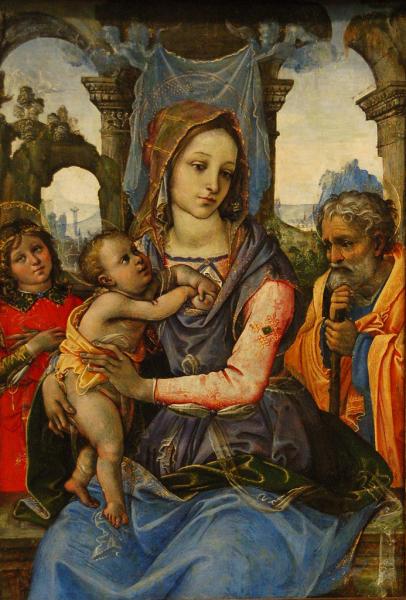 Vierge et l'enfant avec saint Joseph et un ange