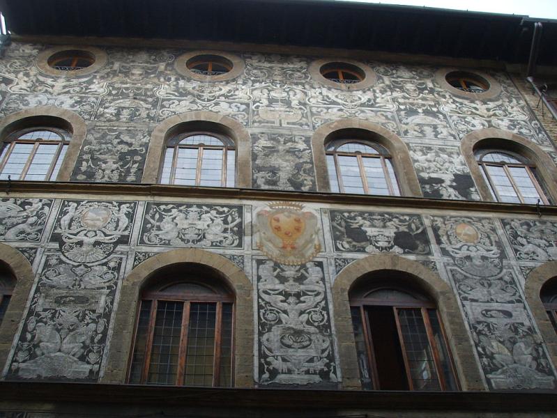 Sgraffito facade of the Palazzo di Bianca Cappello