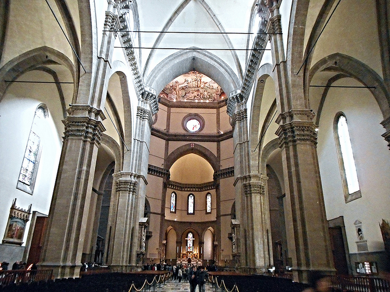 Interior of Santa Maria del Fiore Basilica in Florence (1296-1421) - Architects Arnolfo di Cambio, Francesco Talenti and Lapo Ghini