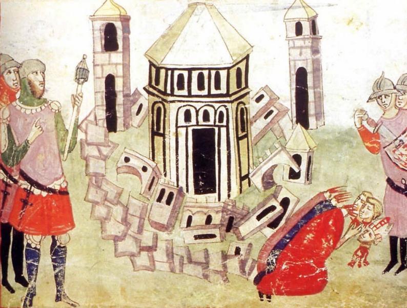 Miniature of Totila destroying Florence Miniature of Totila destroying Florence
