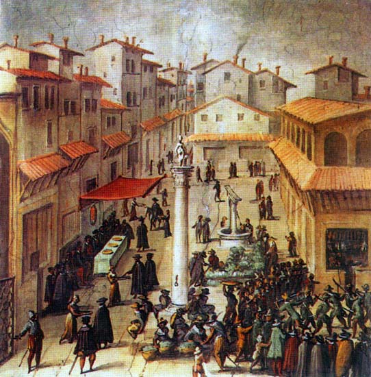 Piazza del Mercato Vecchio, by Giovanni Stradano Piazza del Mercato Vecchio, by Giovanni Stradano