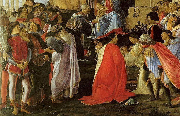 Detail from Botticelli's Nativity, with the Medici