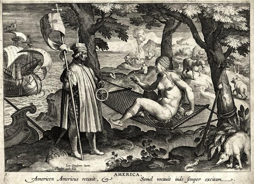 Amerigo Awakens America, Stradanus (c 1638)