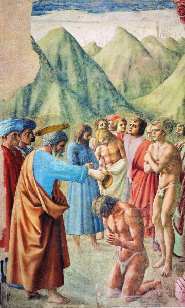 Baptism by Masaccio in the Cappella Brancacci