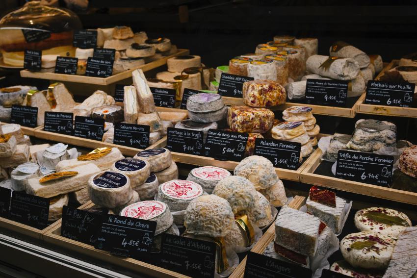 A stand of French cheese