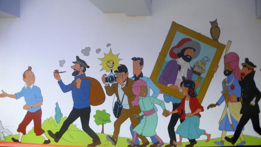 Tintin - Brussels Stockel metro station mural designed by Hergé