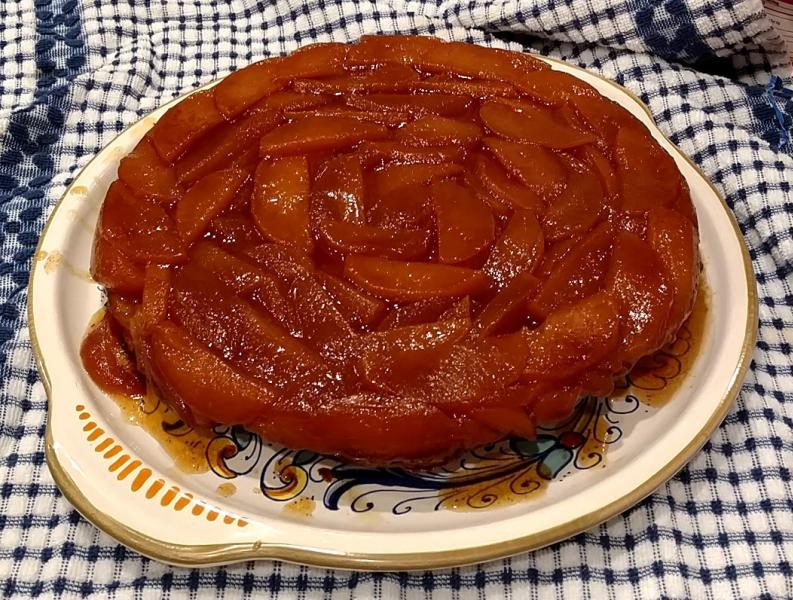 A Tarte Tatin (upside-down caramelized apple pie)