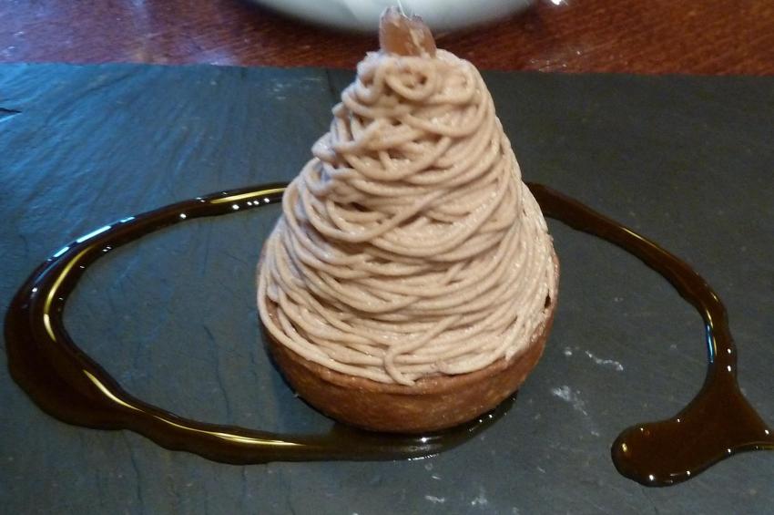 Picture of the typical french mont-blanc dessert.
Taken in a french restaurant near the Cathédrale Notre Dame in Paris.