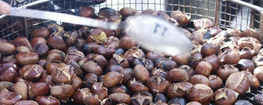 Roasted chestnuts being sold by street vendor