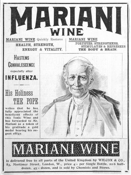 Advertisement of Vin Mariani with Pope Leo XIII