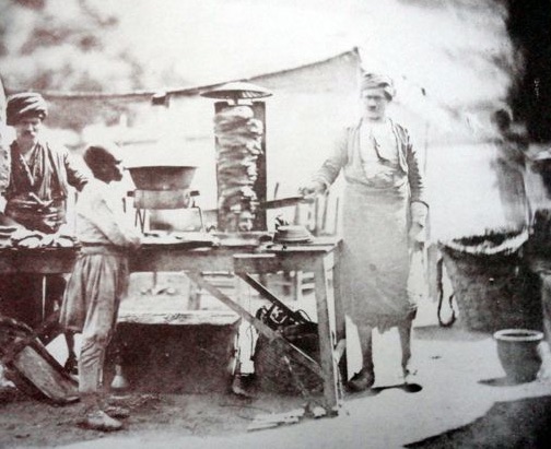 First known photo of a donner kebab, c. 1855