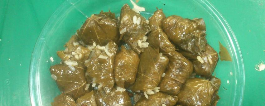 Stuffed vine leaves (a traditional Greek "mezes")