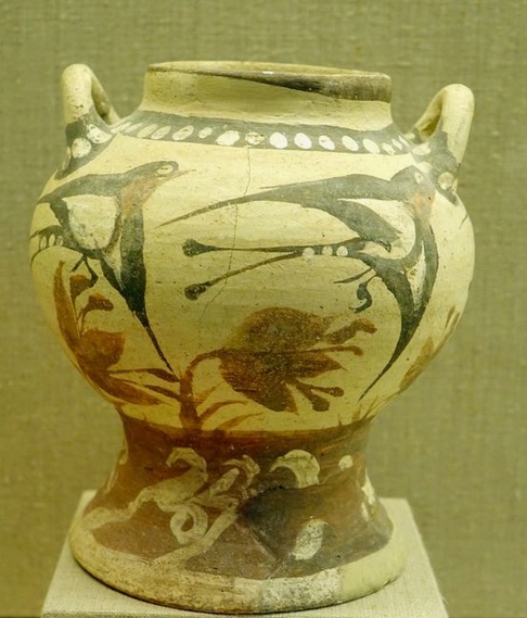 Vase with pomegranates & Swallows, Akrotiri