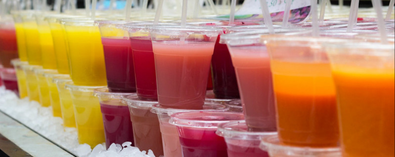 Fruit juices all in a row