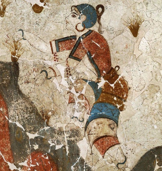 Detail from the SaffroDetail from Saffron Gathers fresco, Akrotiri, Santorini, pre 1630 BC