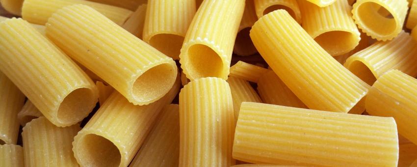 Rigatoni, a type of italian pasta