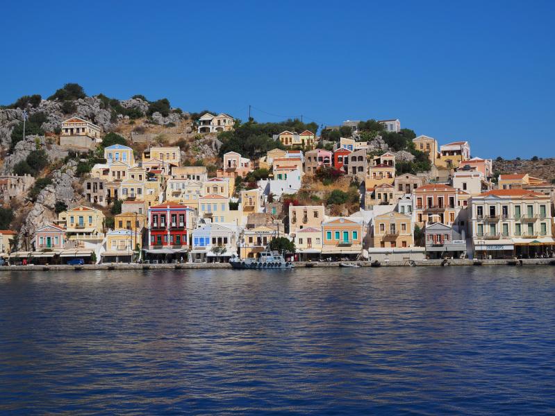 Another perspective of the majestic island of Symi, in Dodecanese, Greece.