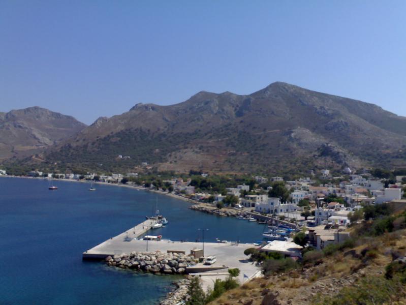 View of Livadhia village in Tilos island, Greece.