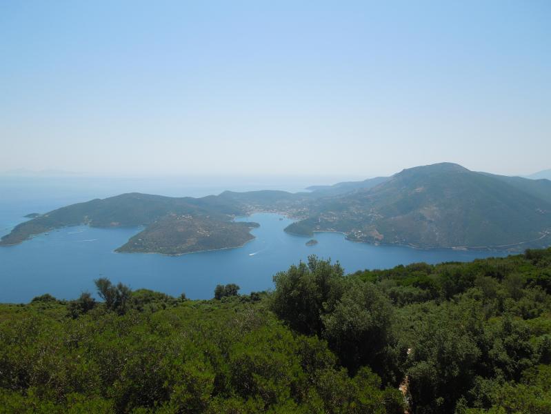 View from the Kathara monastery over the Molos Gulf toward the Bay of Vahty and the town of Vahty