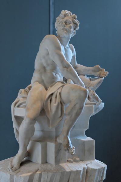 Vulcan. Marble, reception piece for the French Royal Academy, 1742.