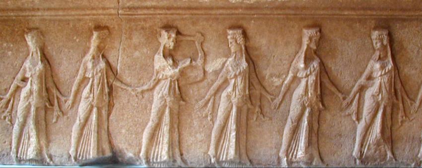 Frieze of the choral dancers from the Great Gods' sanctuary in Samothraki. Photograph taken by Marsyas 16:49, 9 Apr 2005 (UTC).