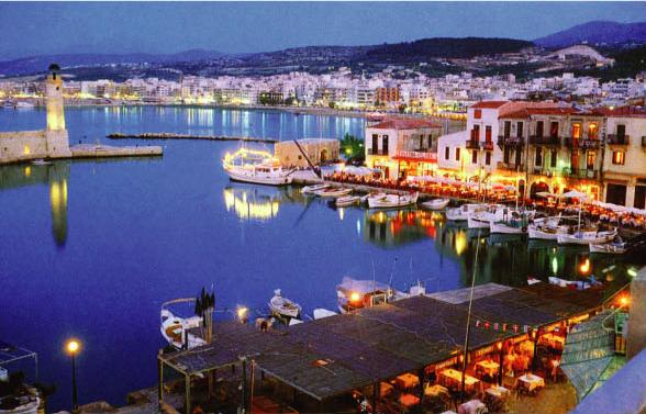 Rethymnon, Crete, Greece: Harbour at night