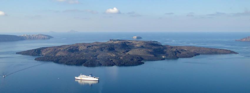 Nea Kameni island, located in Santorini caldera, Greece