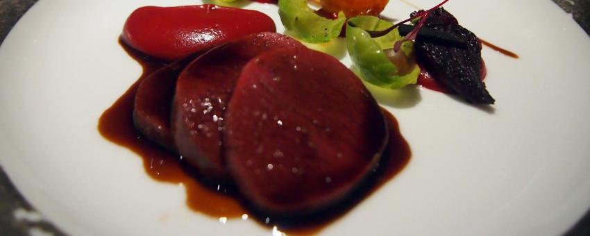 SADDLE OF VENISON

Beetroot Soubise, Risotto of Spelt and Umbles