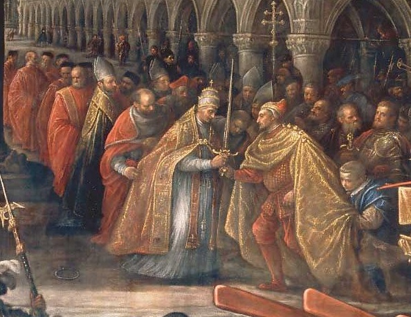 Pope giving a blessed sword to Doge, by F Bassano