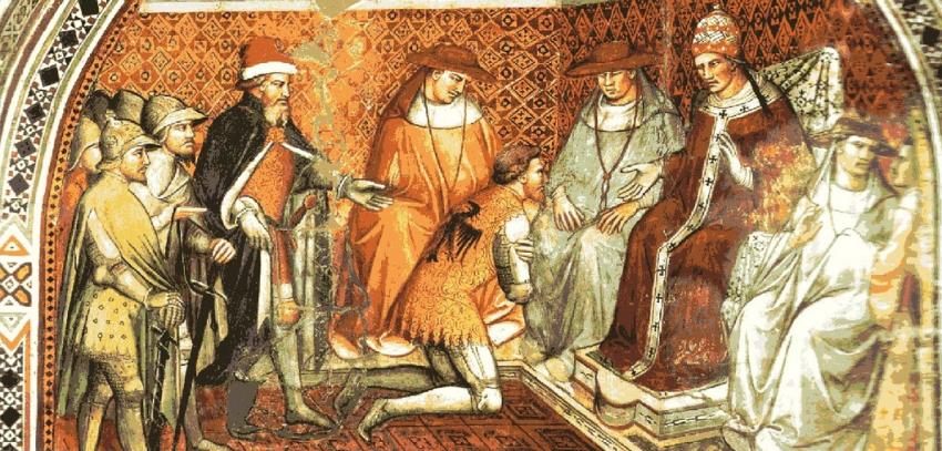 Barbarossa submits to the pope, Spinello Arentino Barbarossa submits to the pope, Spinello Arentino