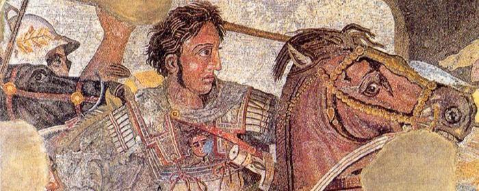 Detail of the Alexander Mosaic, representing Alexander the Great on his horse.  House of the Faun, Pompeii, c. 100 AD.