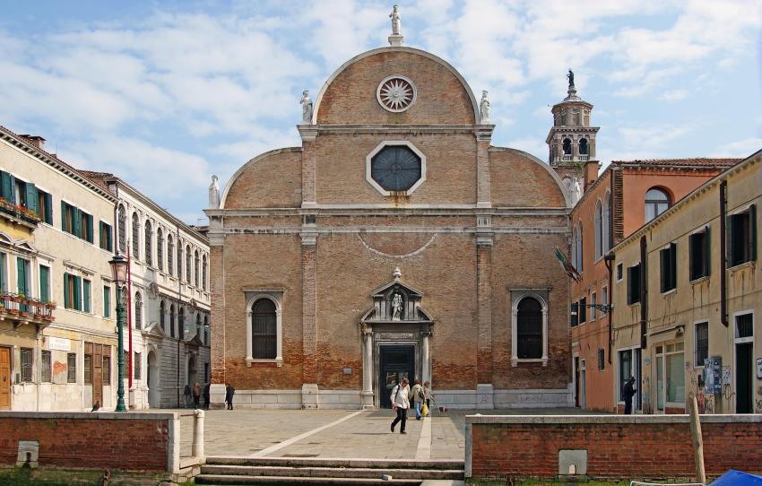 Baroque facade of Santa Maria dei Carmini (Venice) by Giovanni Gloria