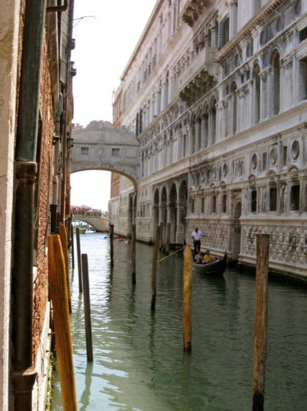 Looking down towards the Bridge of Sighs