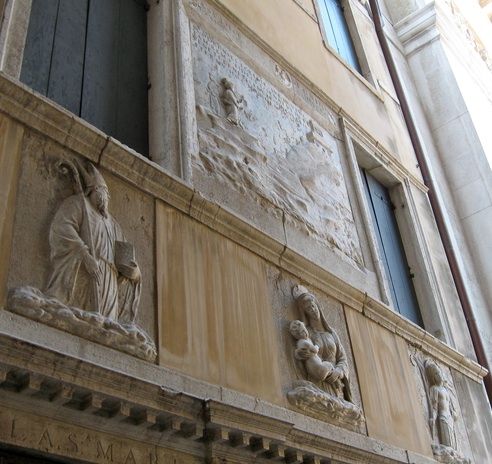 Reliefs on the facade of the Scuola degli Albanesi Reliefs on the facade of the Scuola degli Albanesi