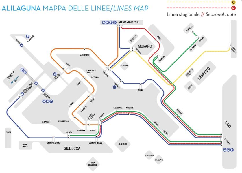 Plan of waterbus routes from the airport Plan of waterbus routes from the airport