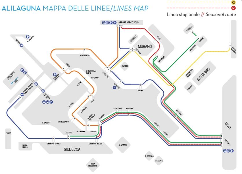 Plan of waterbus routes from the airport