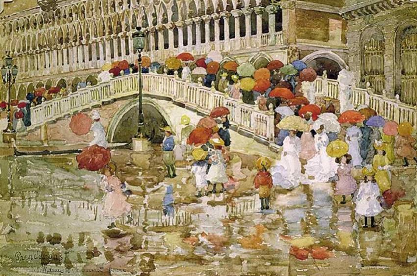 Umbrellas, Ponte della Paglia, Maurice Prendergast