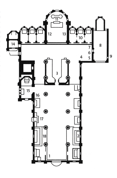Floor plan of the Frari Floor plan of the Frari