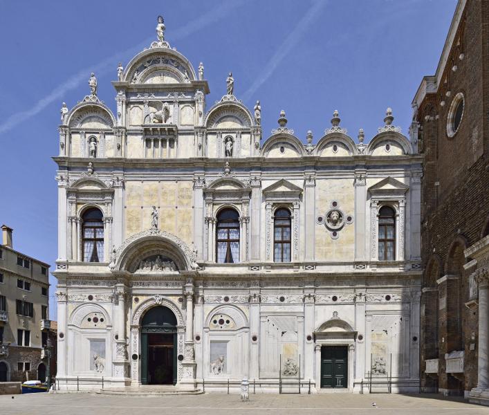 Main facade of the Scuola Grande di San Marco, presently the general hospital of Venice.
