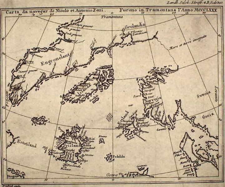 Reproduction of Nicolo Zeno Map, in 1793 book Reproduction of Nicolo Zeno Map, in 1793 book